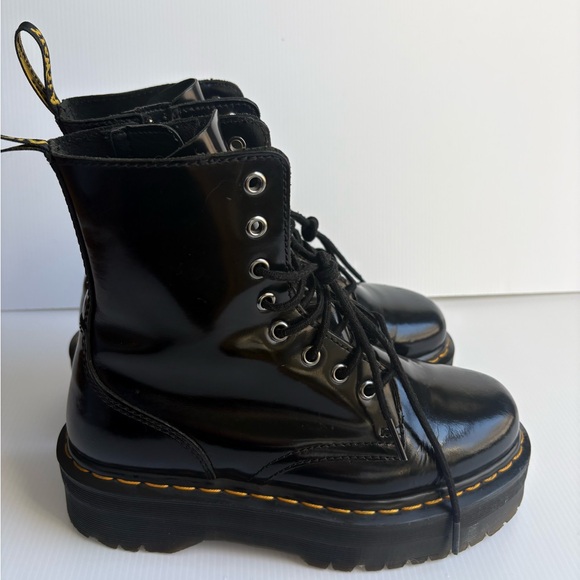 Dr. Martens Jadon Platform Leather Women's Boot - Black Polished Size 6 - Picture 3 of 16